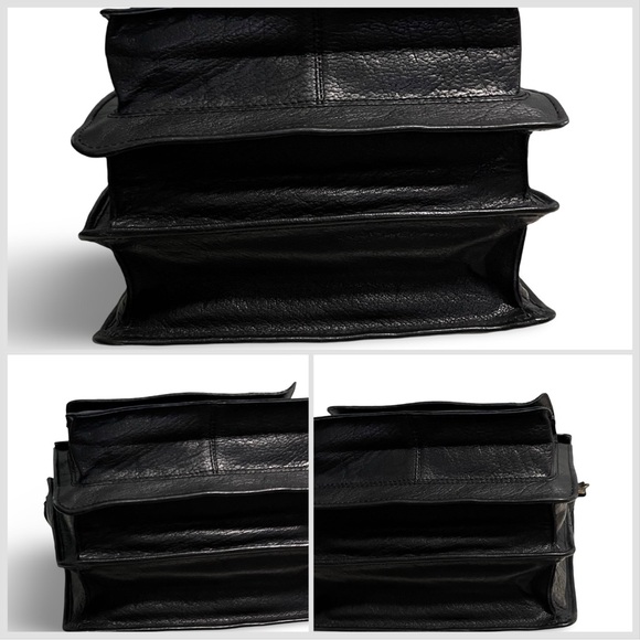 NWOT! Black Water Buffalo Rugged All Leather Messenger Gamer File Crossbody Bag - Picture 14 of 14